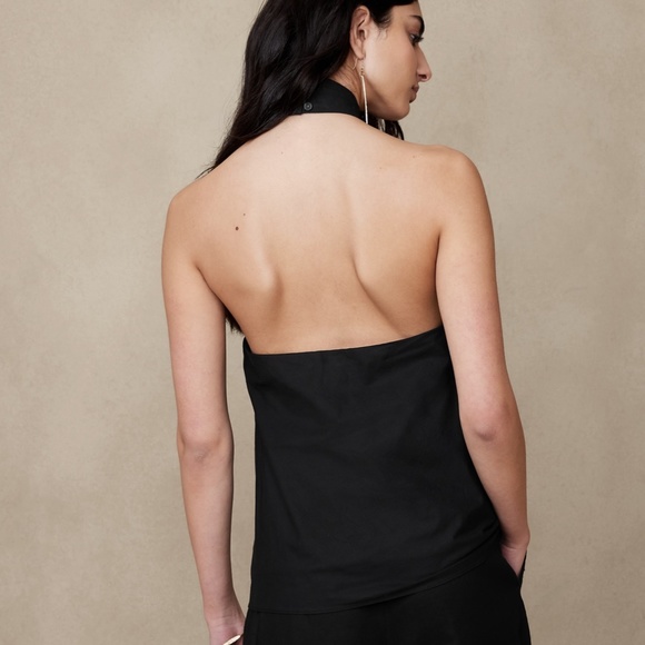 New! BANANA REPUBLIC Rhapsody Poplin Halter Top in Ecru Stripe colour, sz Large - Picture 5 of 6